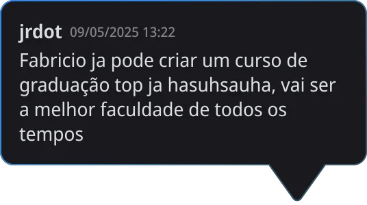 Comentário de aluno na plataforma do DevOps Pro